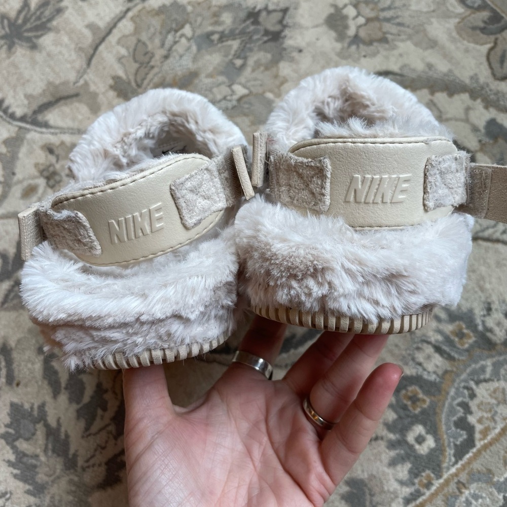 Nike Calm Mule Fuzzy Fur "Sanddrift" Women's Slide - Picture 6 of 10